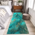 thumbnail image 4 of 2'x6' Rug Runners for Hallways Kitchen, Turquoise Marble Non Slip Entryway Beside Floor Carpet Runner, Farmhouse Modern Abstract Aesthetic Washable Laundry Room Bedroom Throw Rugs Mat for Family Pet, 4 of 8
