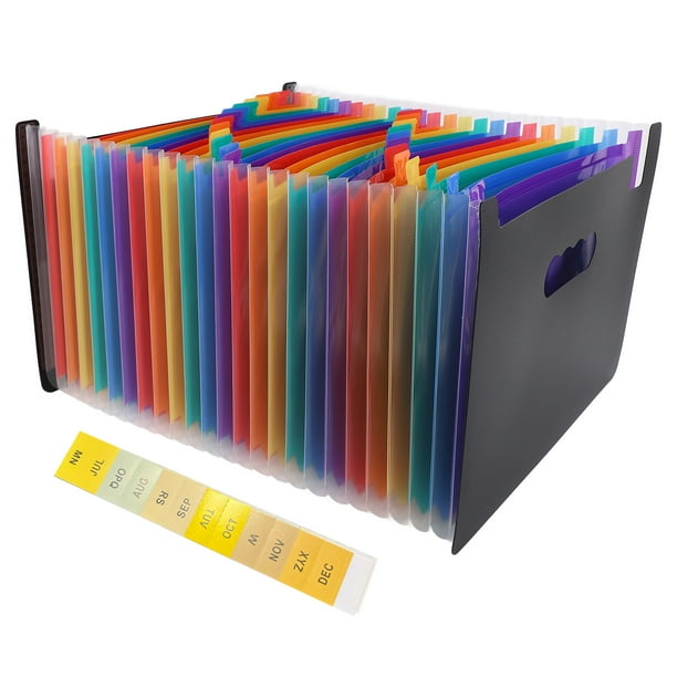 Carpeta de archivos expandible de 24 bolsillos, organizador de documentos expandible de gran capacidad con pestañas de colores para oficina y escuela.