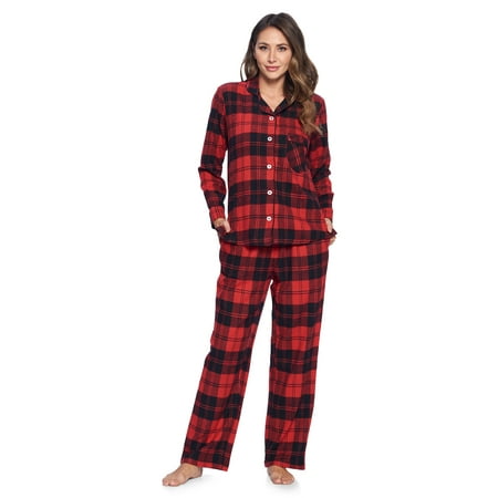 

Ashford & Brooks Women s Flannel Plaid Pajamas Long Sleeve Button Down Pj Set