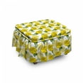 thumbnail image 1 of Floral Ottoman Cover, Graphical Spring Flowers, 2 Piece Slipcover Set with Ruffle Skirt for Square Round Cube Footstool Decorative Home Accent, Standard Size, Mustard Green White, by Ambesonne, 1 of 5