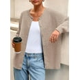 thumbnail image 3 of PRETTYGARDEN Fall Long Sleeve Cardigans for Women Trendy Open Front Winter Button Down Crewneck Soft Knit Sweater Jacket, 3 of 10