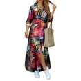 thumbnail image 1 of ZANZEA Robe Chemise Femme Col Teinture sur Nœuds Imprimé Multicolore Manches Longues, 1 of 9