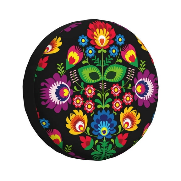 Naloa Traditional Floral Polish PVC Leather Spare Tire Wheel Cover for Car Truck SUV Camper Trailer Universal Fit many size17 inch