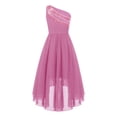 thumbnail image 4 of TiaoBug Kids Flower Girl One Shoulder Party Gown Sequins High-Low Hem Dress for Wedding Birthday Pink 12, 4 of 7