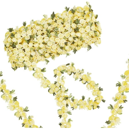 5 Yard 5 Yards Flower Trim Ribbon Floral DIY Lace Applique Sewing Craft Lace Edge Trim for Wedding Dresses Embellishment DIY Party Decor Clothes Yellow