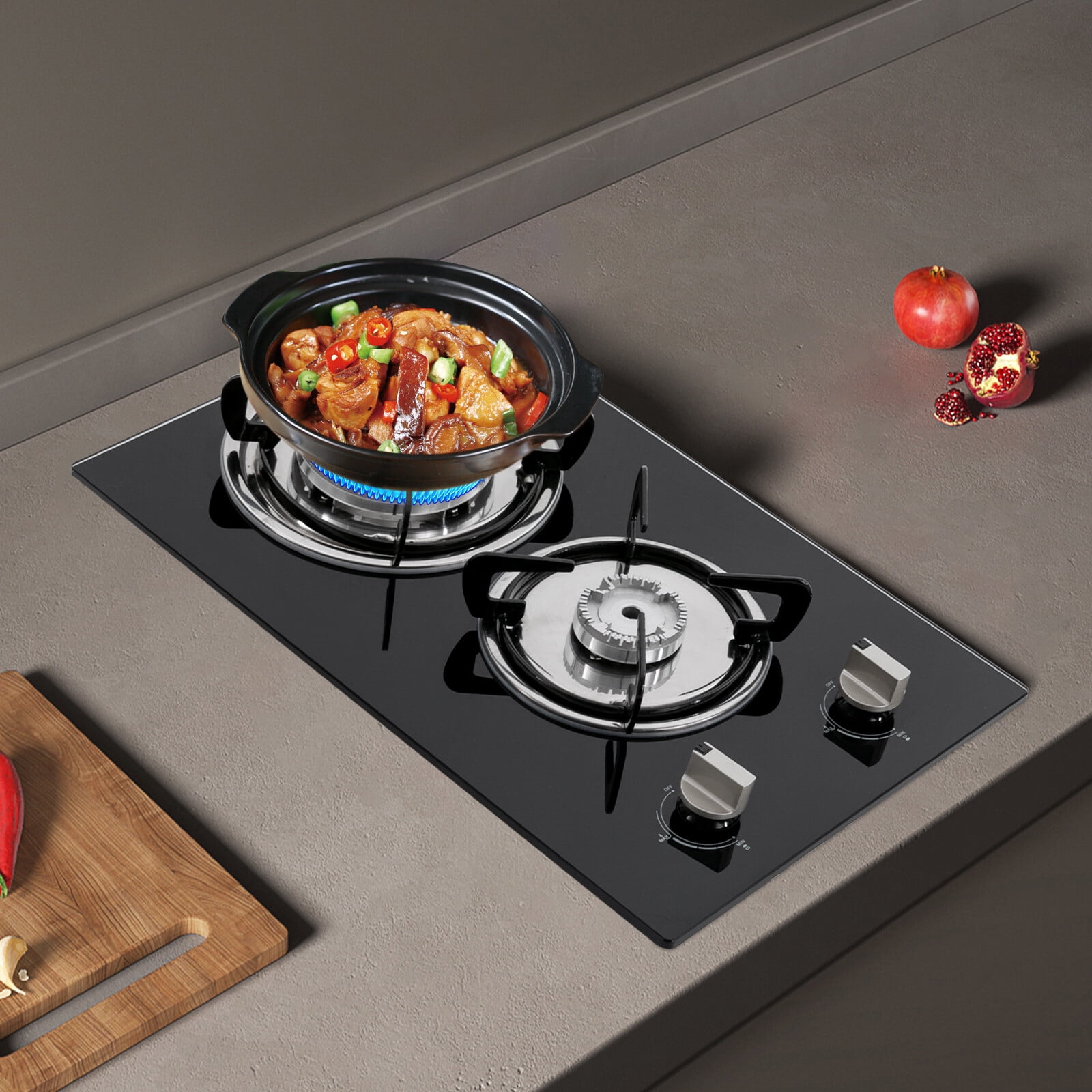 Miumaeov 2 Burner Gas Stove Cook Countertop Cooking Stove Cooktop Propane LPG Gas Stove