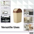 thumbnail image 3 of Superio 1.25 Gal Mini Plastic Trash Can with Swing Top Lid Small Waste Bin for Countertop, Desk, Vanity, Bathroom 5 Quart (Beige/Brown), 3 of 6