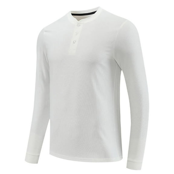 MXUIKV Mens Shirts 1/4 Button Long Sleeve Crew Neck Stretchy Fitness Base Layers Shirts for Men