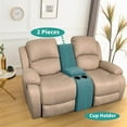 thumbnail image 3 of Housse Jacquard pour Console Inclinable pour Sofa avec Porte-Gobelets et Rangement (Bleu Paon), 3 of 7