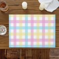 thumbnail image 3 of Spring Easter Colorful Lattice Placemats Set of 6,Wipeable Washable Table Mats for Dining Tables, Minimalist Buffalo Checker Place Mats for Kitchen Event Party Tabletop Decor, 3 of 9
