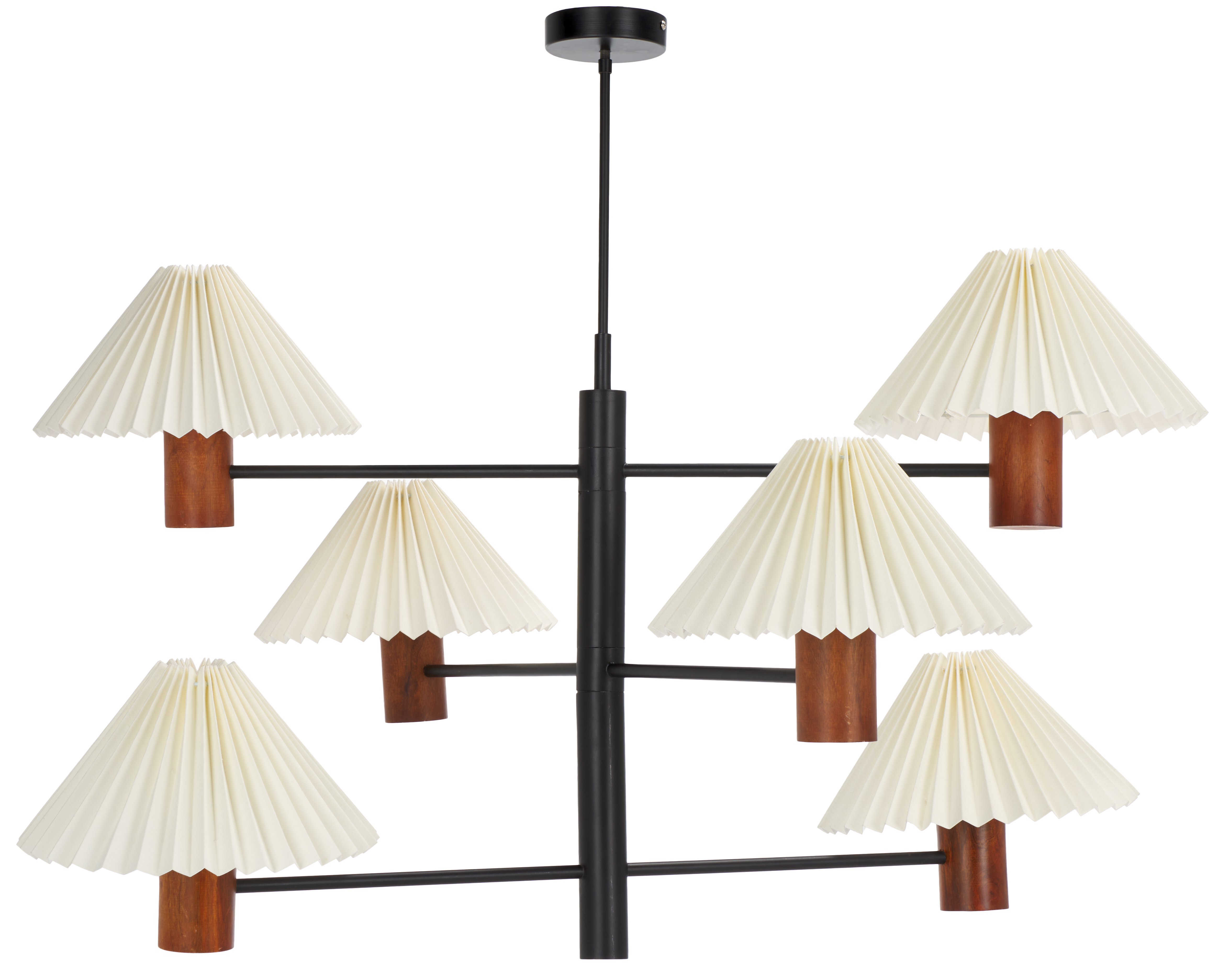 Safavieh Jonnah 6-Light 41" Industrial Wood and Iron Pendant Lights, White