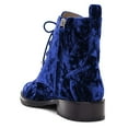 thumbnail image 3 of YDN Women Graceful Round Closed Toe Ankle Boots Suede Chunky Block Low Heels Lace Up Shorts Boots Office Winter Shoes Size 4 Blue, 3 of 5