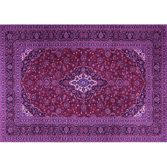 Ahgly Company Indoor Rectangle Medallion Purple Traditional Area Rugs, 7' x 10'