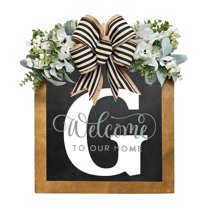 StSilkitty Personalized Last Name Wooden Wreath Sign for Year Round Front Door Decoration Suit for Weddings,Holidays,Anniversaries Housewarming Gifts