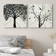 thumbnail image 3 of wall26 Canvas Print Wall Art Set Dark Tree &amp; Bird Silhouettes on Wood Rings Animals WildLife Illustrations Minimalism Chic Relax/Calm Multicolor for Living Room, Bedroom, Office - 12"x12&quo, 3 of 5