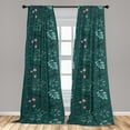 thumbnail image 2 of Leafy Design Window Curtains, Jungle Scene with Falling Autumn Leaves Greenery and Flowers Art, Lightweight Decor 2-Panel Set with Rod Pocket, Pair of - 28"x84", Teal Pastel Pink Seafoam, by Ambesonne, 2 of 3