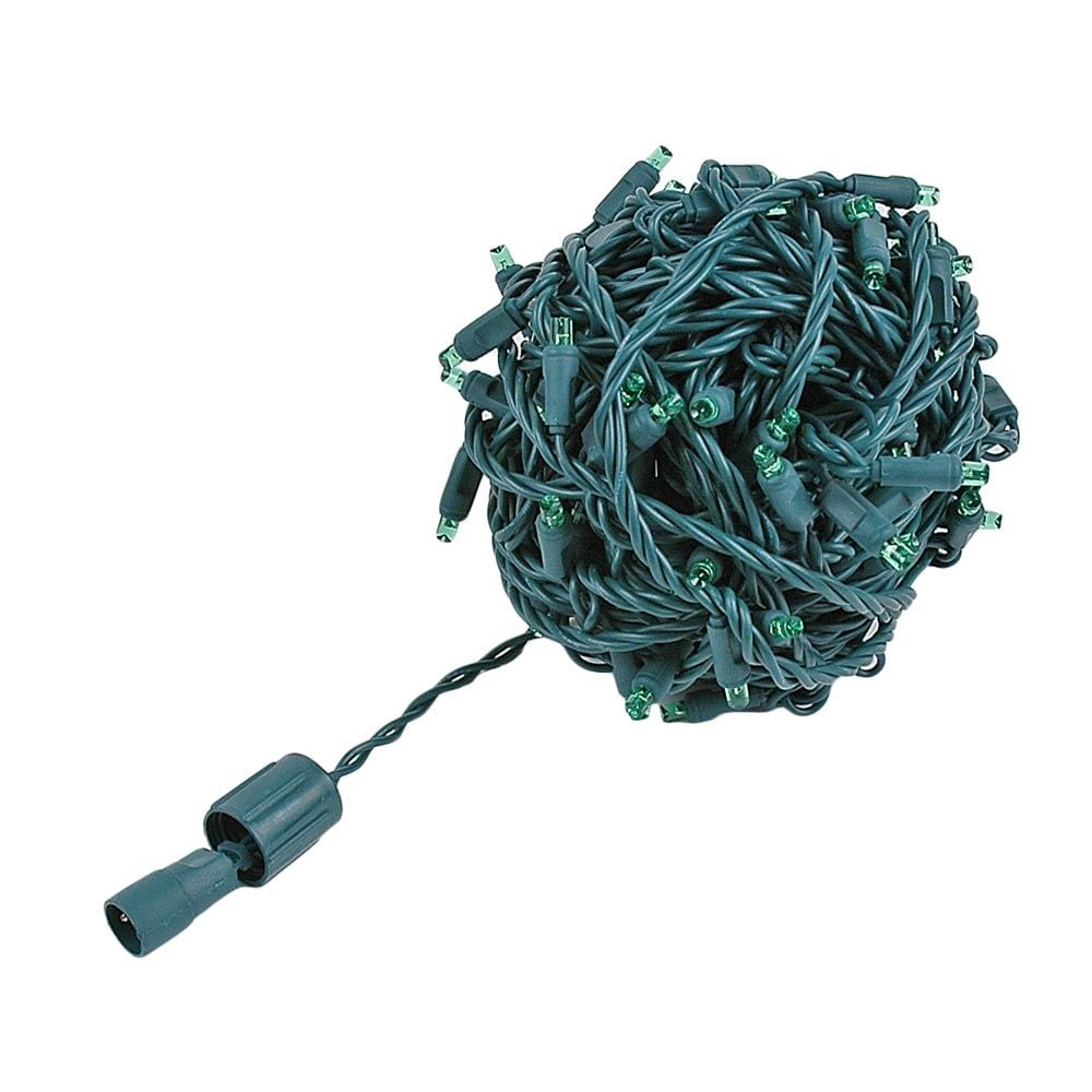 Novelty Lights 100 Light LED Coaxial Christmas Mini Light Set, Outdoor Lighting Party Patio String Lights, Green, Green Wire, 50 Feet