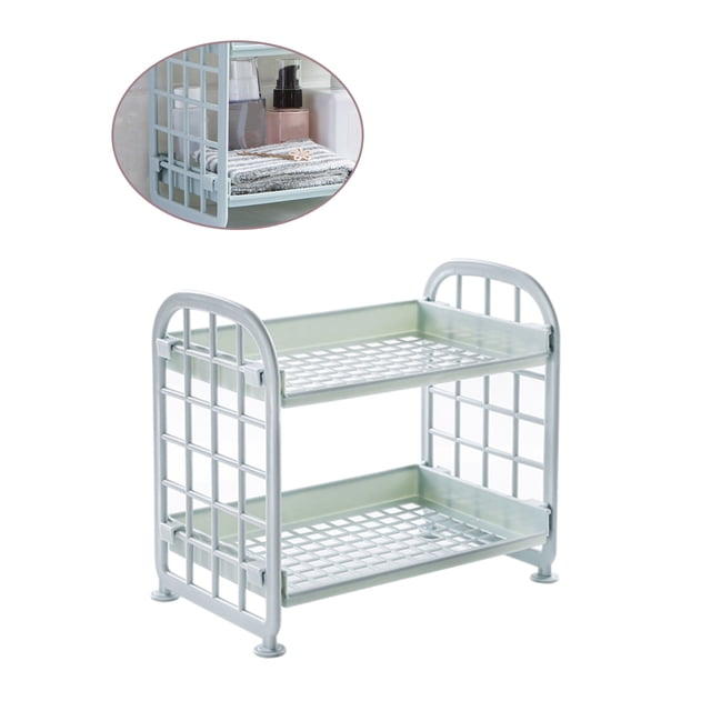 Estante de almacenamiento de plástico para baño de 2 capas, estante de cocina para inodoro, organizador de cosméticos para artículos diversos Almacenamiento y organización del hogar Azul claro Bearachild HA000843-01B