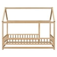 thumbnail image 4 of Miniyam Twin Size  Floor Bed with House Roof & Fence, Natural, 4 of 8