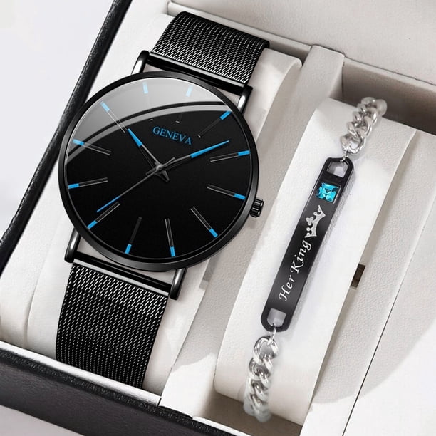 Relojes De Cuarzo De Negocios De Acero Inoxidable Geneva Simples Para Hombre