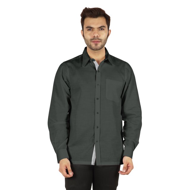 Bestman Chemises Formelles Classiques en Coton à Boutons avec Contraste Intérieur Coupe Régulière pour Bureau pour Hommes