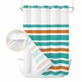 thumbnail image 2 of Turquoise Orange Striped No Hook Shower Curtain Waterproof,Bathroom Curtains with Snap in Liners and See Through Top Window,Modern White Abstract Art Aesthetics Bathtub Curtains Shower 72"Wx96"L, 2 of 8