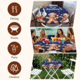 thumbnail image 7 of Gingerbread Navy Blue Round Tablecloth, Fitted Table Cover with Elastic for 45"-54" Round Tables, Christmas Winter Snowflake Table Cloth Outdoor Indoor Dinning Party Waterproof Tablecloths, 7 of 7