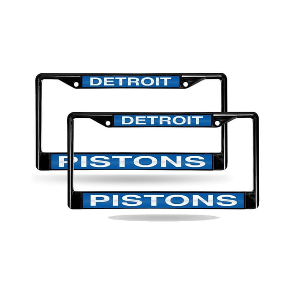 Detroit Basketball Pistons Black Metal (Set of 2) Laser Cut License Plate Frames