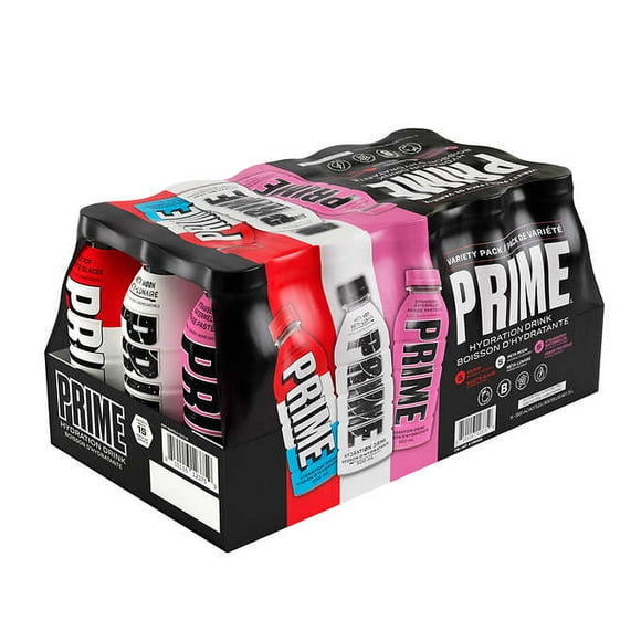 Prime Hydration Drink Variety Pack, Ice Pop, Meta Moon, Strawberry Watermelon 500ml (15/Pack)