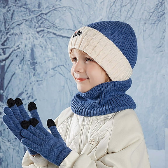 Children's Winter Warm Wool Lined Hat Scarf Glove Set Scarf Gloves Hat Scarf Gloves Hat Set Light Scarf Hat Set Men Scarf Gloves Hat Set for Men Scarf Gloves Set Hat Gloves Scarf Set Boys Hat Gloves