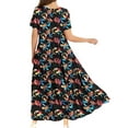thumbnail image 3 of Glonme Ladies Long Dress Crew Neck Sundress Floral Printed Maxi Dresses Beach Bohemian Tunic Short Sleeve Picture color 16 S, 3 of 3