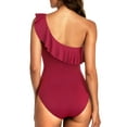 thumbnail image 6 of Hilor Womens One Piece Swimsuits One Shoulder Swimwear Asymmetric Ruffle Monokinis Bathing Suits, 6 of 11
