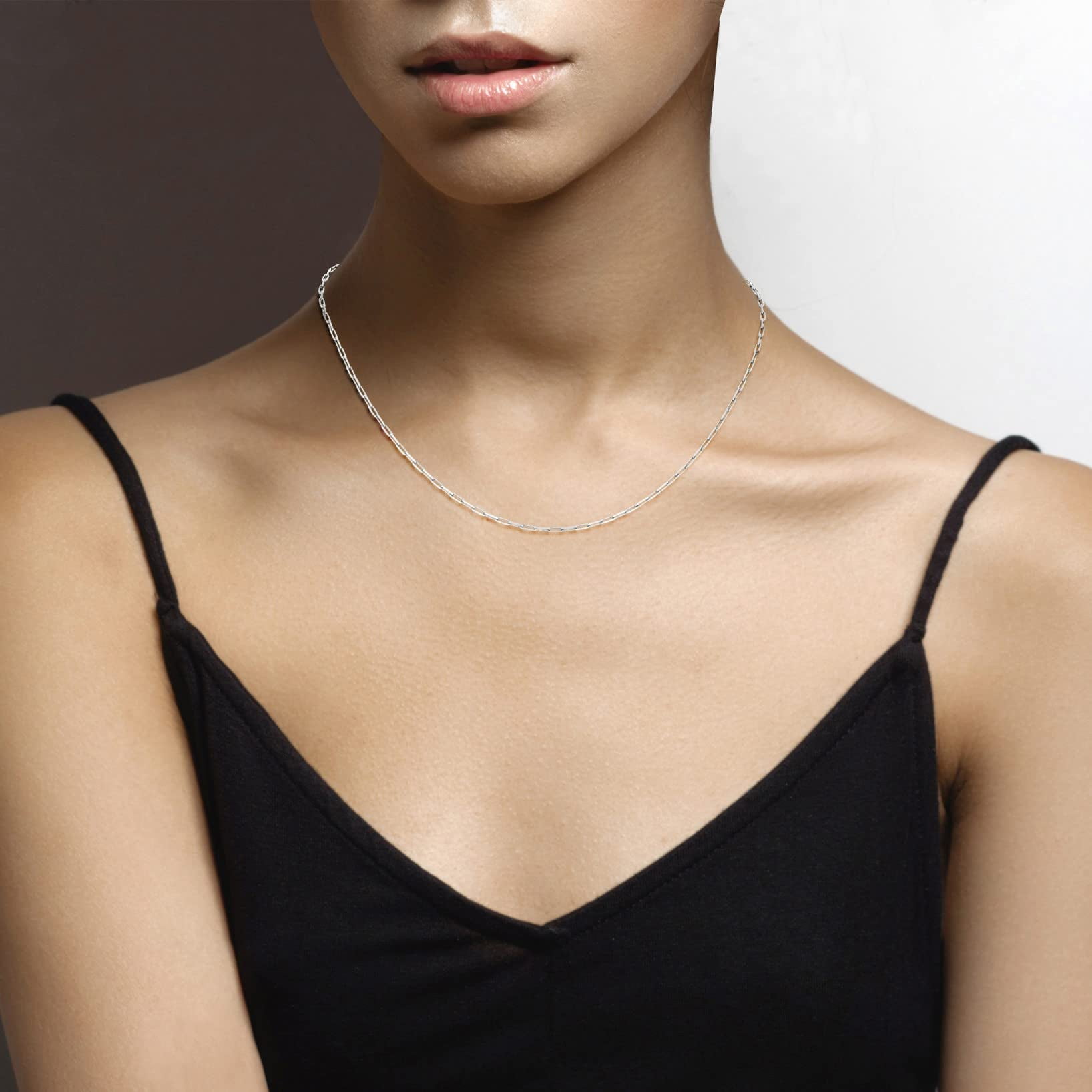 Miabella Solid 925 Sterling Silver Italian 2mm Paperclip Link Chain Necklace for Women, Made in Italy (Length 18 Inches (women's average length))