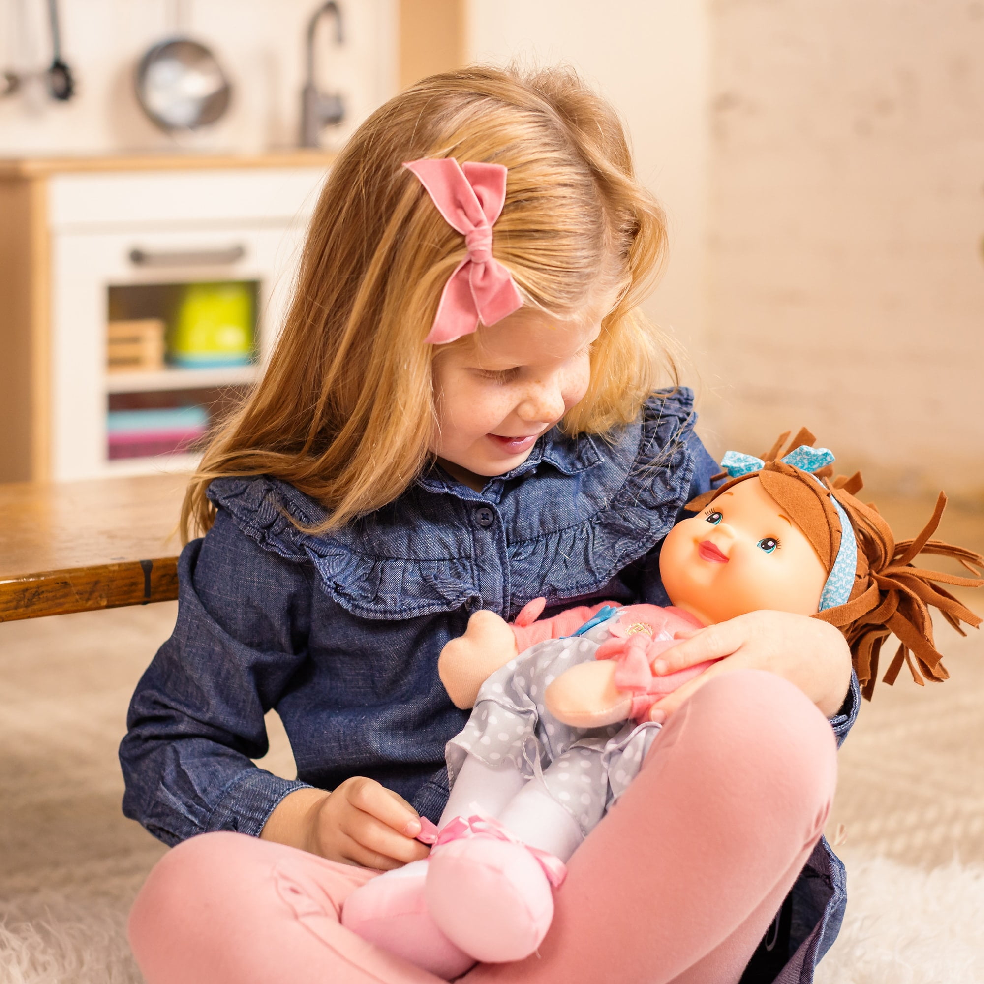 Goldberger's Baby's First: Little Talker Brunette Doll - Says 20 Random Phrases When Tummy is Pressed, Machine Washable - Safe for Children Ages 1 Year & Up