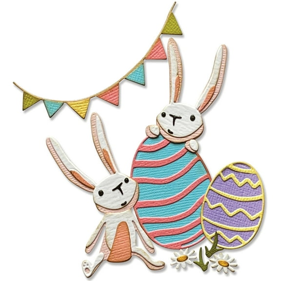 Sizzix Thinlits Dies Bunny Games for Die-Cutting, 15 Pieces