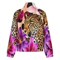 thumbnail image 6 of Jackets for Women Winter Coat Jackets Flannel Stand Collar Jacket(Leopard Lilies Vibrant Jungle Print,Size:S-4XL), 6 of 7