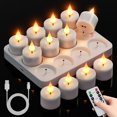 thumbnail image 1 of Velas tipo tealight recargables sin llama BUTHY, 12 piezas, con control remoto, 1 of 8
