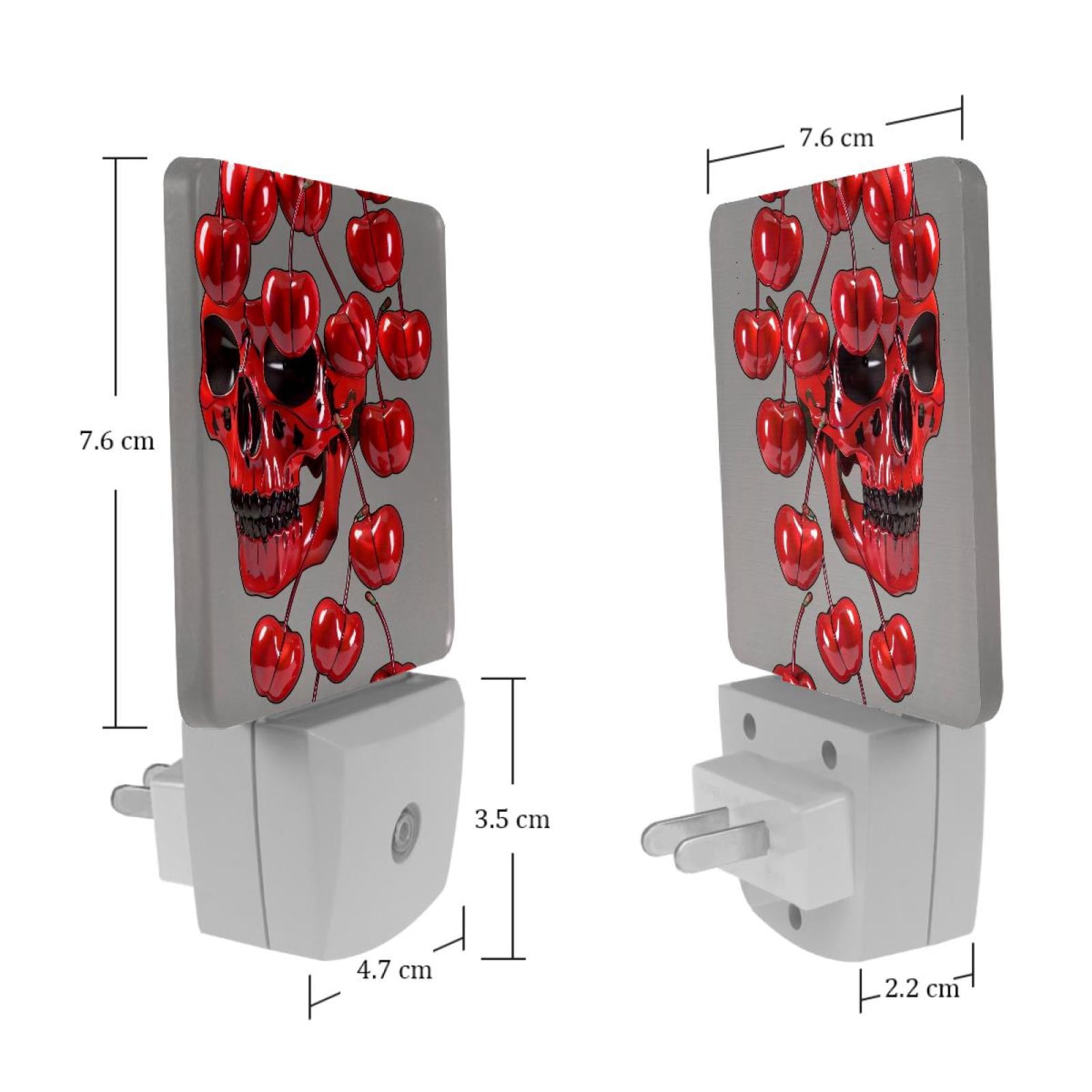 PhooArto Red Skull Head Cherry Plug in LED Night Light Auto Sensor Dusk to Dawn Decorative Night for Bedroom, Bathroom, Kitchen, Hallway, Stairs, Baby's Room, Energy Saving