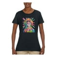 thumbnail image 2 of Wild Bobby Rainbow Painted Mother Mary Dean Russo Design Inspirational/Christian Women Graphic Tee, Black, Small, 2 of 6