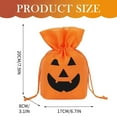 thumbnail image 3 of Cute Pumpkin Drawstring Bags, Cute Halloween Decorations Candy Bags, Goodie Treat Bags with Drawstrings for Halloween Party Supplies (1 Pcs) 6.7x3.1x7.9", 3 of 9