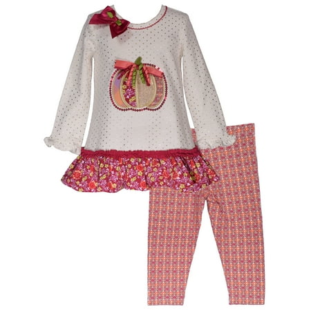 

Bonnie Jean Fall Thanksgiving Pumpkin Legging Set Outfit Baby Toddler and Little Girls 0-3 Months-6X