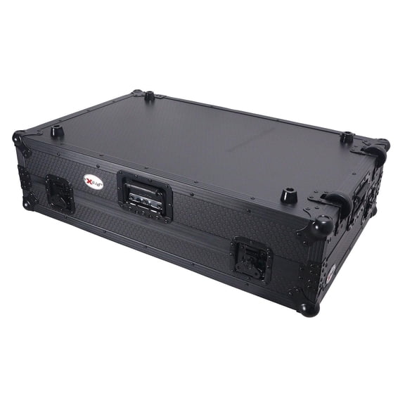 ProX XS-RANESYSONEWLTBLED Flight Case for Rane SYSTEM ONE DJ System with Sliding Laptop Shelf & Wheels Black on Black LED Kit 1U