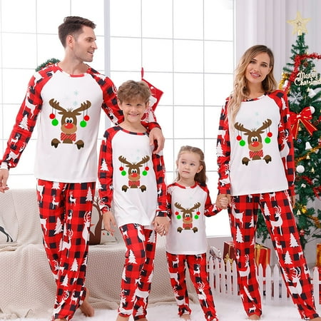 

Verugu Christmas Pajamas for Family Matching Christmas Pajamas Set Classic Xmas Print Pjs Sleepwear Sets Xmas Pajamas Gift for Kids Funny Holiday Sleepwear Baby 9-12 Months