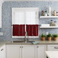 thumbnail image 6 of Half Window Curtain 36 Inches Long, Rustic Checkered Window Treatment Curtain Drapes, Black Red Buffalo Plaid Small Tier Curtains for Bathroom Over Sink, 27.5"x36", 2 Panels, 6 of 7