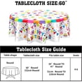 thumbnail image 2 of Happy Birthday Tablecloth Round 60 Inch Colorful Balloons Flags Stars Table Cloths Circle Cake Gifts Table Cover Washable Wipeable Polyester Tabletop for Dining Kitchen Picnic Party Decor, 2 of 7