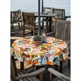 thumbnail image 2 of Outdoor Tablecloths with Umbrella Hole & Zipper, Spring Flowers Round Tablecloth 54 Inch, Watercolor Floral Daisy Poppy Plants Rustic Waterproof Table Cloth, Patio/Pool/Picnic Table Covers, 2 of 8