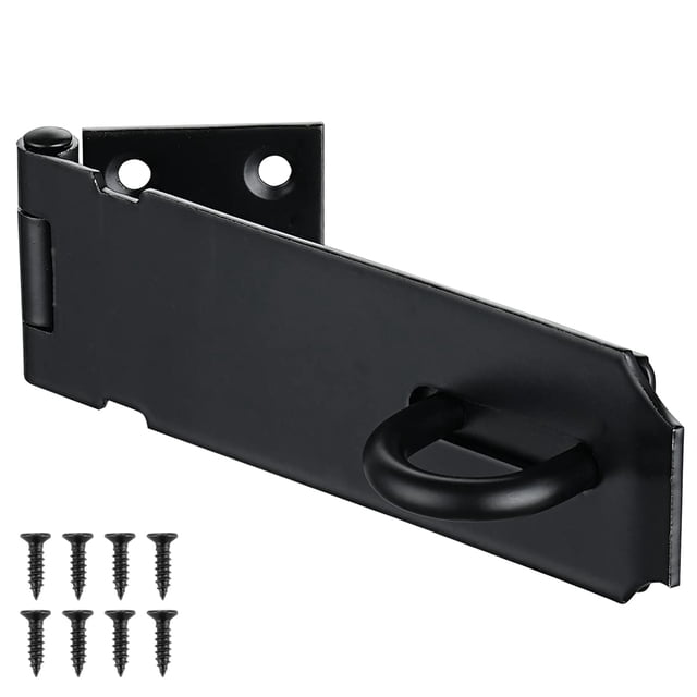 JQK Cerradura con pestillo para puerta, 5 pulgadas, acero inoxidable 304, cierre de seguridad, grosor 1,9 mm, negro mate DL130-PB