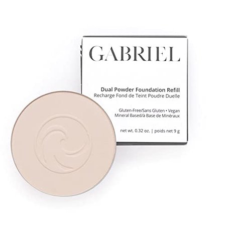 Gabriel Cosmetics Dual Powder Foundation, Natural, Paraben Free, Vegan, Gluten-free, Cruelty-free, Non GMO, Pressed mineral powder, enhanced with Sea Fennel (Extra Light Beige REFILL)
