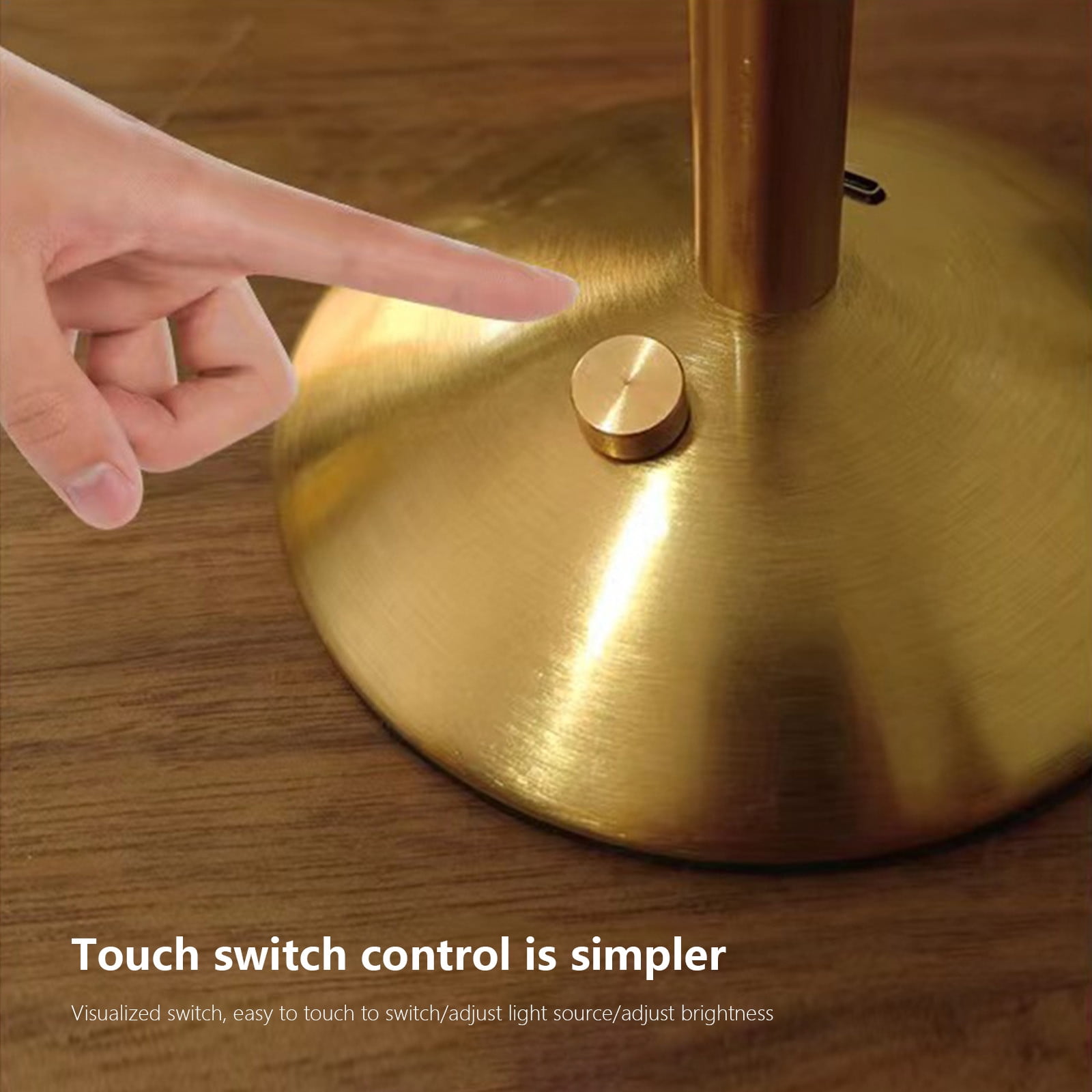 100Fens LED Portable Cordless Gold Table Lamp Touch Battery Operated Rechargeable Desk Lamp 3 Color Dimmable for Bedroom Living Room Dining