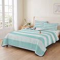 thumbnail image 2 of Queen Quilt Set 90''x96'', Aqua Striped Lightweight Summer Bedspread Coverlet Set with 2 Pillow Shams, Rustic Farmhouse Stripes Breathable All Season Quilt Bedding for Bedroom/Guest Room, 2 of 9